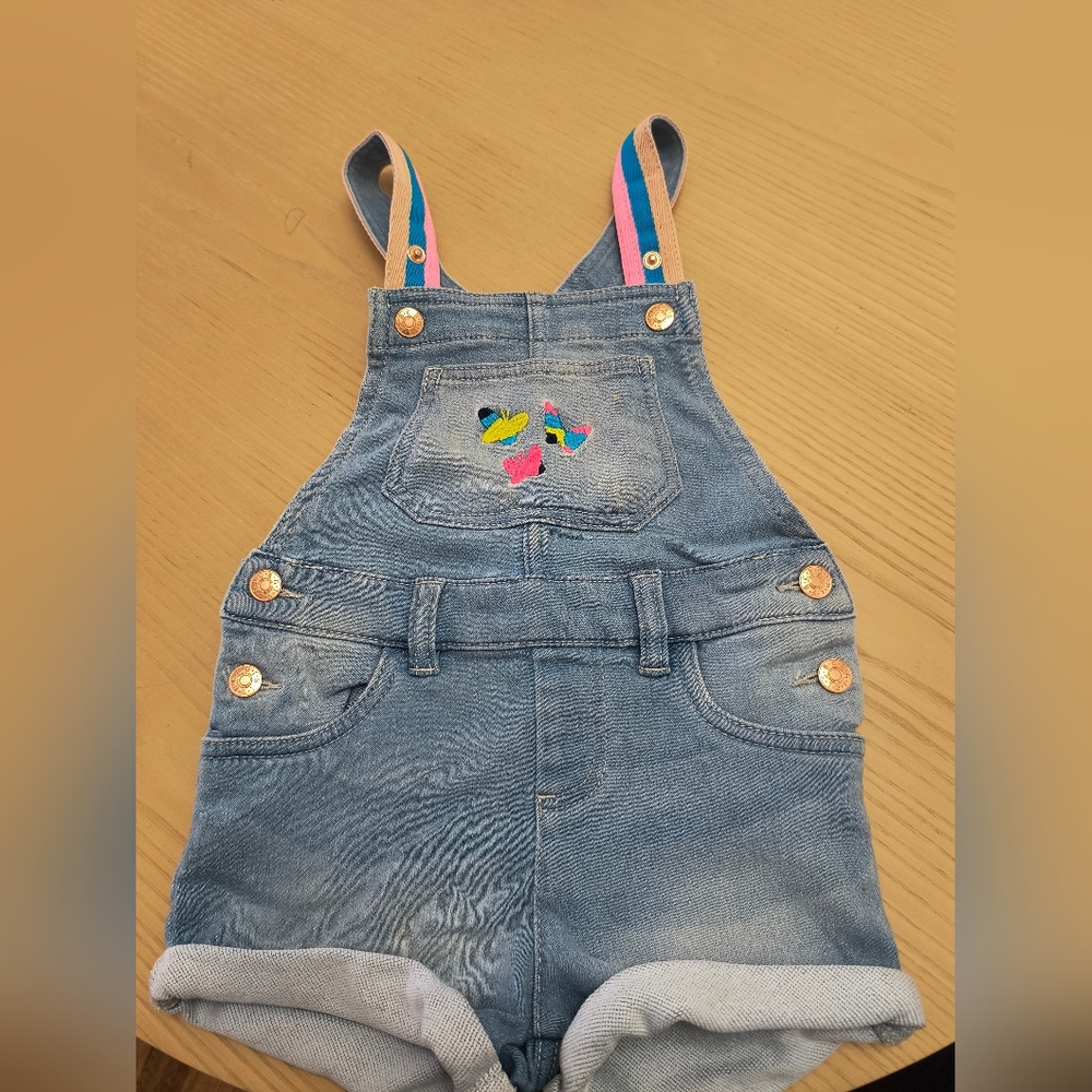 2T BCBG Denim Overalls with Butterfly Embroidery